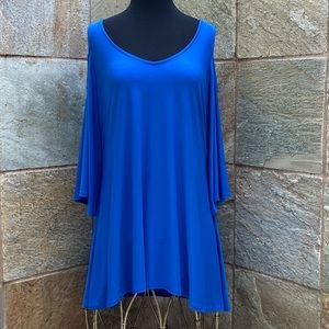 Attitudes By Renee Cobalt Blue Cold Shoulder Top